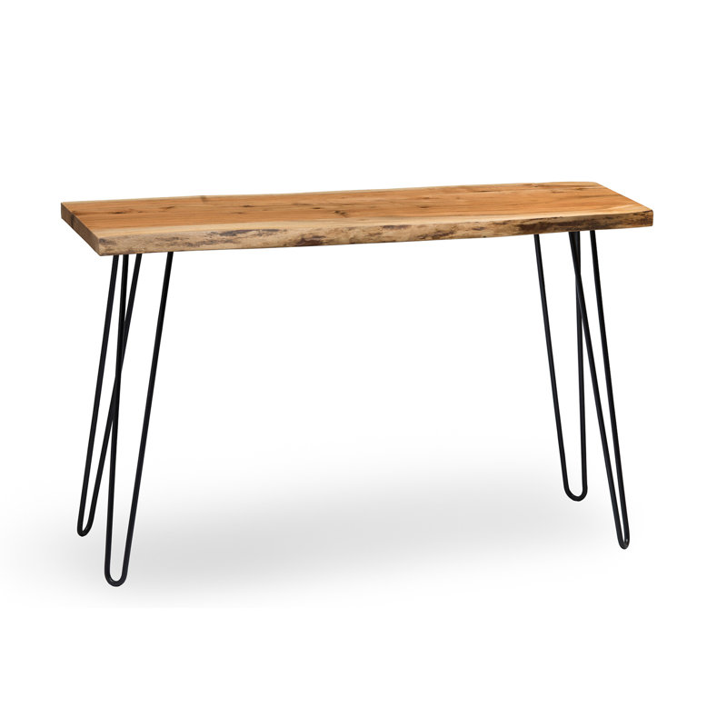 Bexton 48"W Industrial Solid Wood Metal Hairpin Natural Live Edge Media Console And 36" Mirror Set