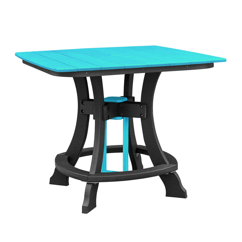 Aruba Blue and Black Recycled Poly Resin Square Outdoor Dining Table