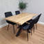 Wooden Brown Dining Table with 4 Black Velvet Chairs, Stylish Dining Room Furniture-284612484