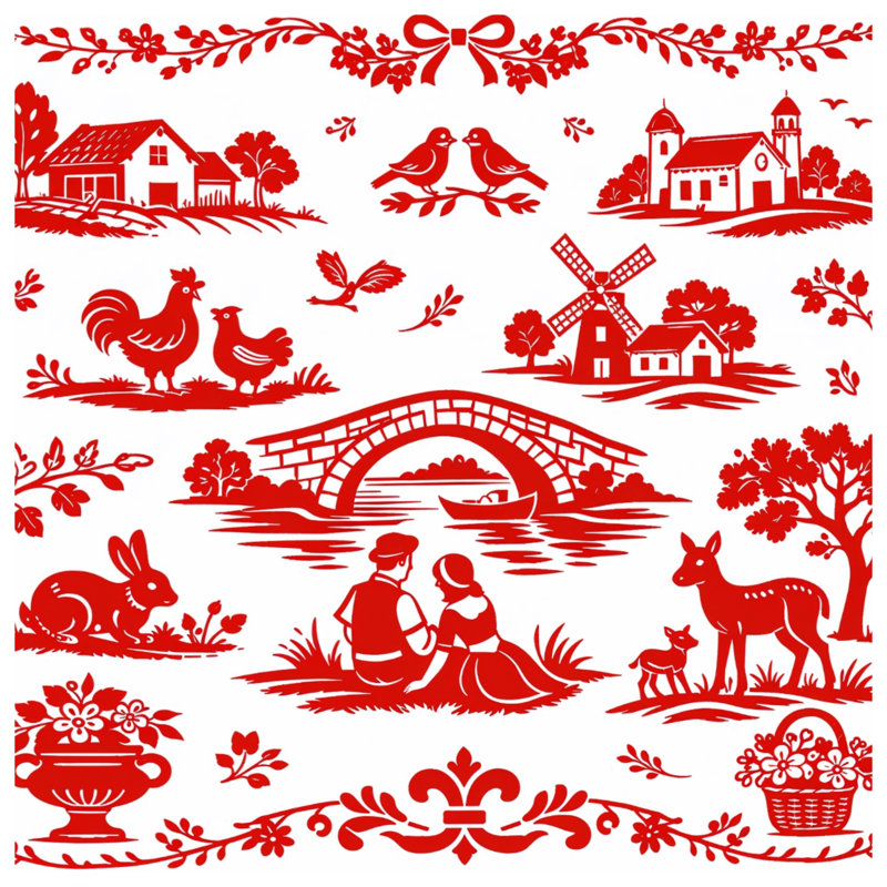 Couvertures pastorales rouges, L 50 po x H 60 po