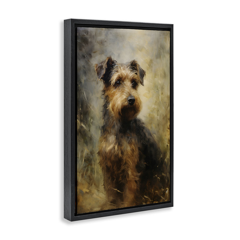 Toile «Poised Terrier Dog» par Petal Prints Design, H 25 po x l 17 po, Cadre flottant noir de jais