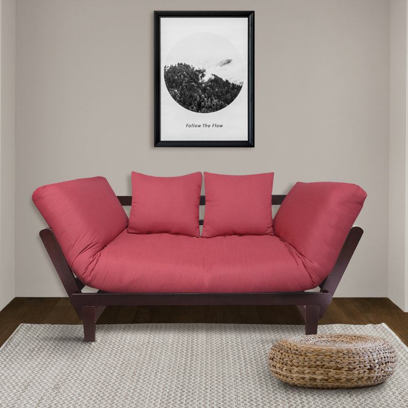 Casual Lounger Sofa Bed, Red Polyester, Espresso