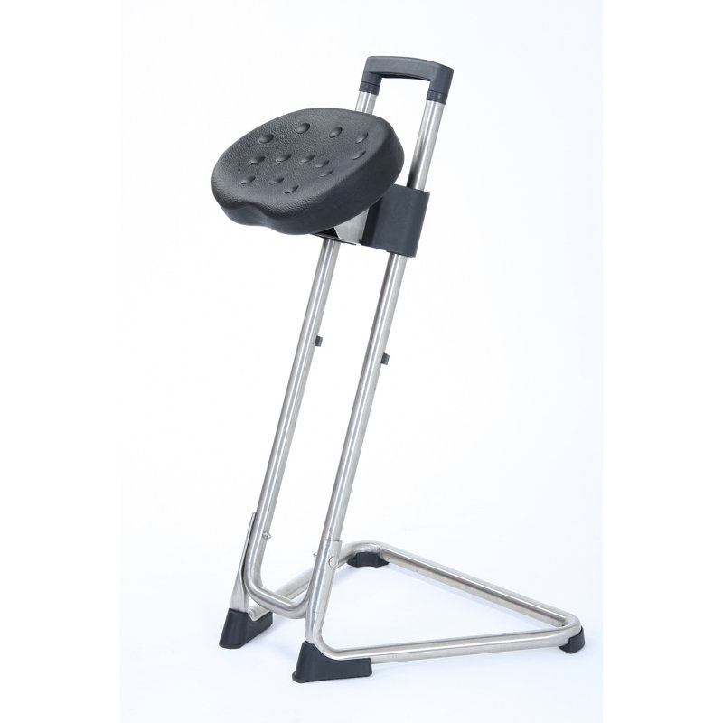 Prentice Adjustable Height Ergonomic Industrial Stool, Black