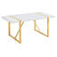 Table de salle à manger rectangulaire en panneau de fibres à densité moyenne avec plateau de table très épais et robuste, pieds en métal durables, table multifonctionnelle