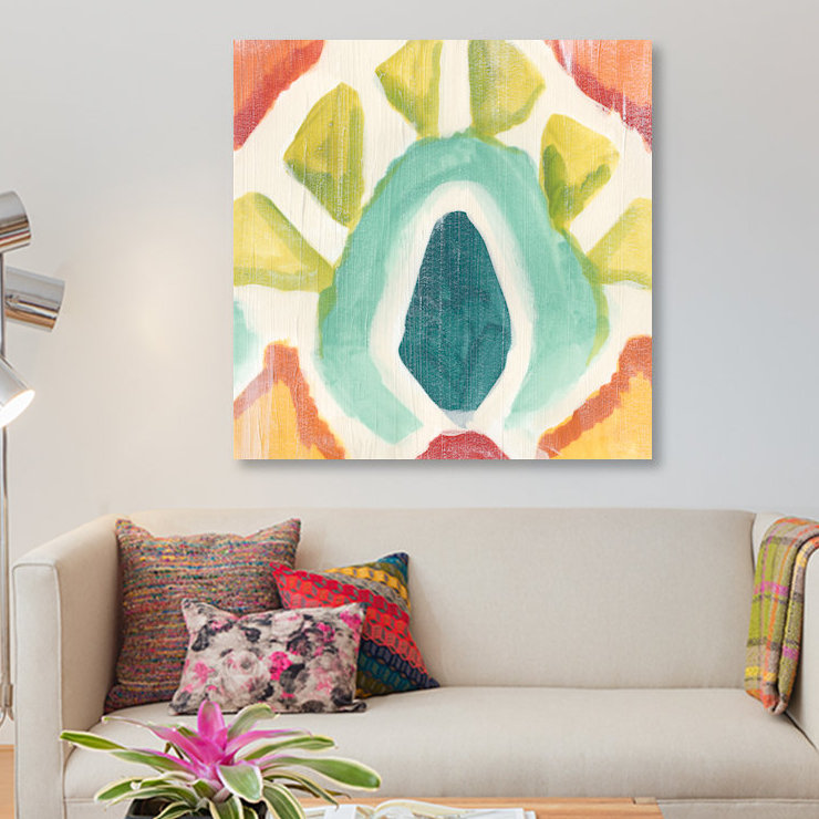 « textile kaléidoscope ii », reproduction sur toile, H 12 po x l 12 po x P 0,75 po, Pas de tapis, Toile tendue