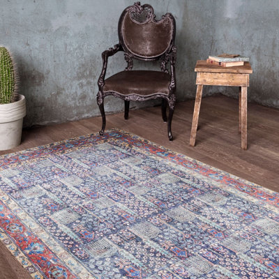 Premium Machine Washable Carpet, 4.6 x 6.2 Feet, 100% Polyester, 1850 g/m² | Pile Height: 0.2 Inches | Eco-Friendly Recycled Poly Cotton Underside | Perfect for Living Room, Bedroom, and High-Traffic Areas