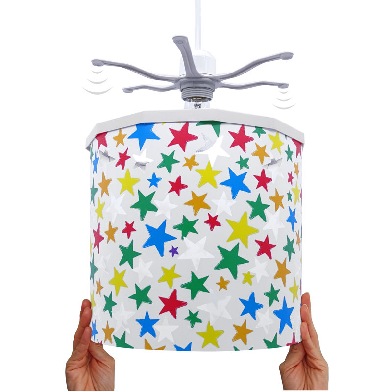 25cm H Plastic Drum Lamp Shade ( Spider ), Blue/Green/Yellow