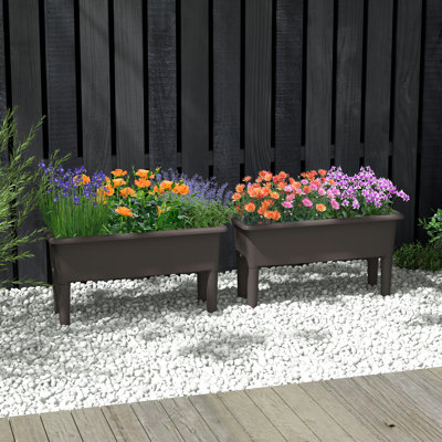 2 pots de jardin surélevés avec bac à fleurs surélevé avec pieds détachables et bac à fleurs pour jardin