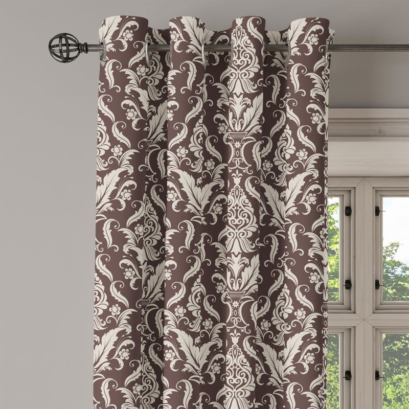 Rideau décoratif à 2 panneaux avec œillets East Urban Home, 50 po x 63 po, brun foncé crème, L 50 po x L 108 po