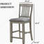 Chaise de salle à manger à hauteur de comptoir de style transitionnel 2 pièces avec siège rembourré et dossier en lattes de métal brossé gris et gris clair