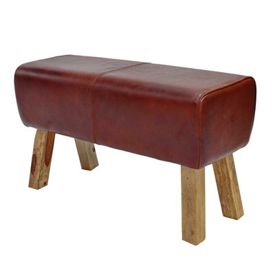 Amanah Genuine Leather Upholstered Bench