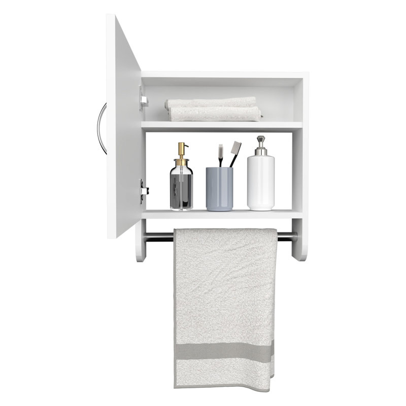 Armoire à miroir blanche avec porte-serviettes, 19,7 po x 17,7 po, apparence élégante - parfaite pour la salle de bain et la cuisine, porte-pharmacie à deux tablettes intérieures, H 19,7 po x l 17,7 po, et espaces de cuisine pratiques pour la salle de bain,