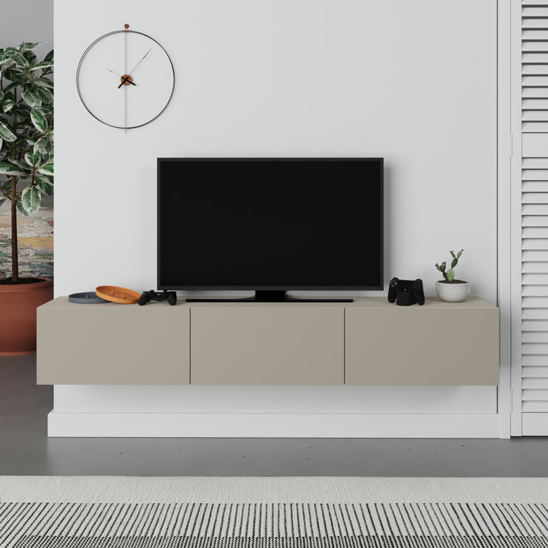 Kishon Wall-Mounted TV Stand for TVs up to 55" with Storage Cabinets, Sandstone