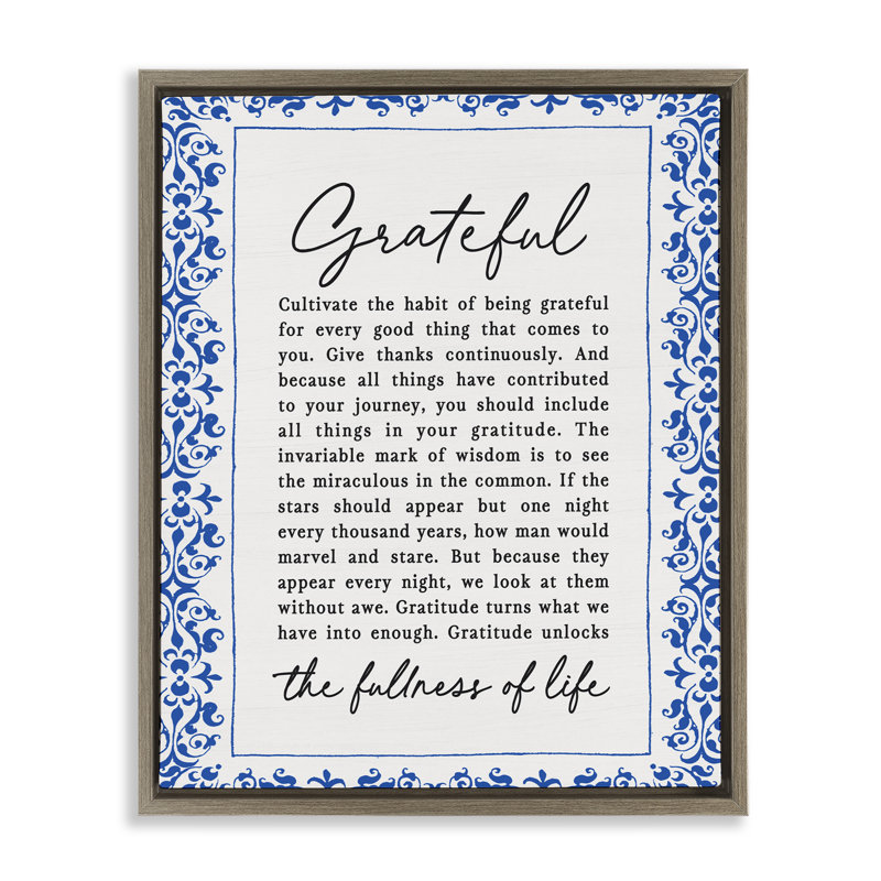 Gratitude déverrouille le cadre flottant Fullness Of Life, Cadre flottant orme Montalcino, H 21 po x l 17 po