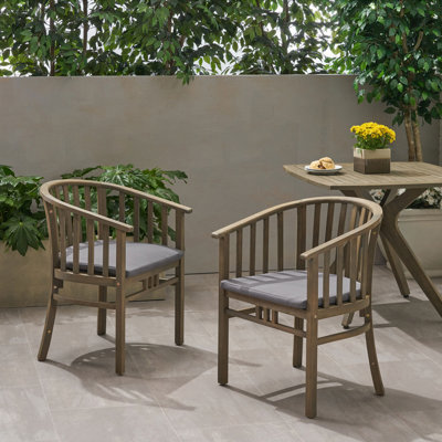 Outdoor Acacia Wood Club Chairs with Cushions,Dining Chair