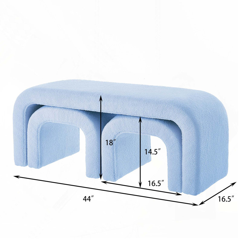 Banc 3 pièces en forme de U, Bleu clair