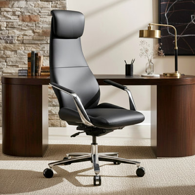 Fauteuil de direction en cuir véritable avec appui-tête réglable