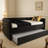 Modern Twin Daybed With Pull - Out Trundle, Black Velvet Bed, Stable Wood And Metal Frame, Ideal For Sleepovers, No Box Spring Upholstered Space Saving Solution Apartments, Construction, Fast Assembly