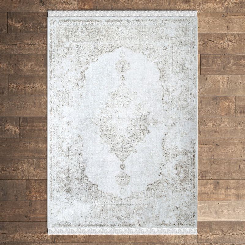 Auxence Choir Medallion Area Rug for Living Room Bedroom Dining Room Kitchen, Ivory/Beige, Rectangle 8'9" x 12'4"