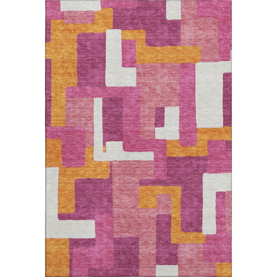 Premium Machine Washable Prisco Pink Rug