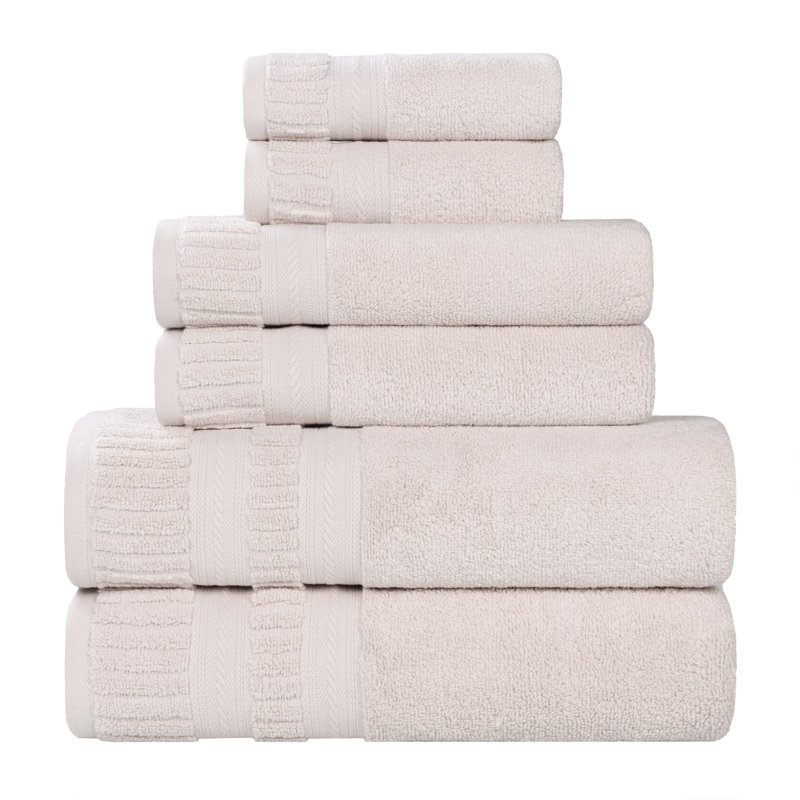 Venice Zero Twist Cotton Medium Weight Soft Absorbent Towel Set, Silver, 6 Piece Towel Set