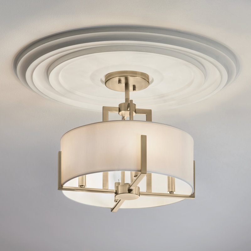 Kichler Malen Champagne Bronze 4-Light Convertible Pendant Light with Fabric Shade, Champagne Bronze