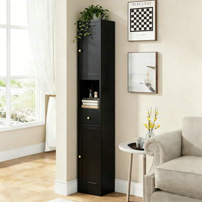Grande armoire de rangement pour salle de bain avec 2 portes et tablettes réglables