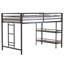 Lit mezzanine simple robuste avec tablette en bois de cannelle, échelle et garde-corps