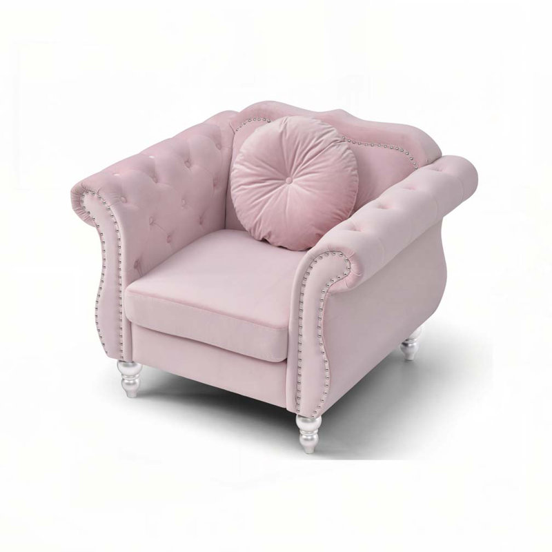 Chic Transitional Pink Accent Chair