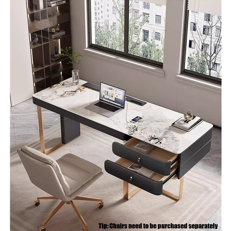 Bureau d'écriture léger et luxueux Rock, H 29,53 po x l 55,12 po x P 23,62 po