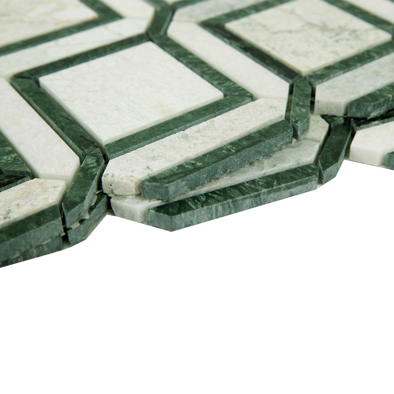 2.5" x 2.5" Marble Grid Wall & Floor Tile, Ming Green