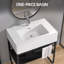 Comptoir de meuble-lavabo à surface solide L 32 po x l 20 po avec lavabo, support de rangement, orifice de trop-plein et trou de robinet pré-percé
