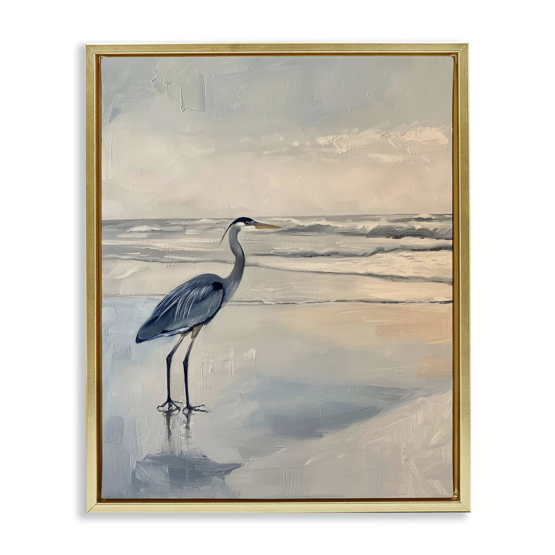  «Heron on Classic Coast Floater», art mural sur toile par Petal Prints Design, H 31 po x l 25 po