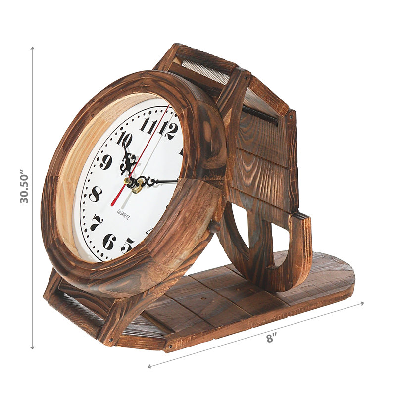 Horloge de table en bois brun