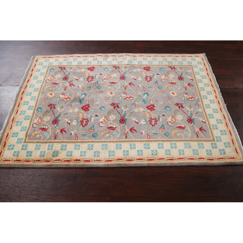 Tapis de couleur végétale Peshawar Chobi noué à la main 4 x 6