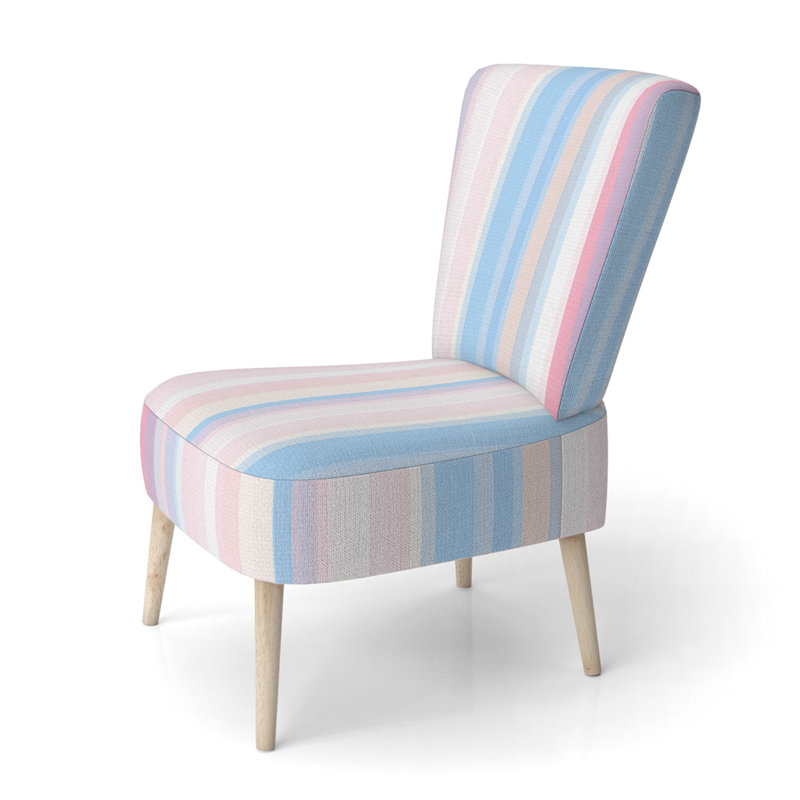 Chaise d'appoint rembourrée à motif bleu et blanc