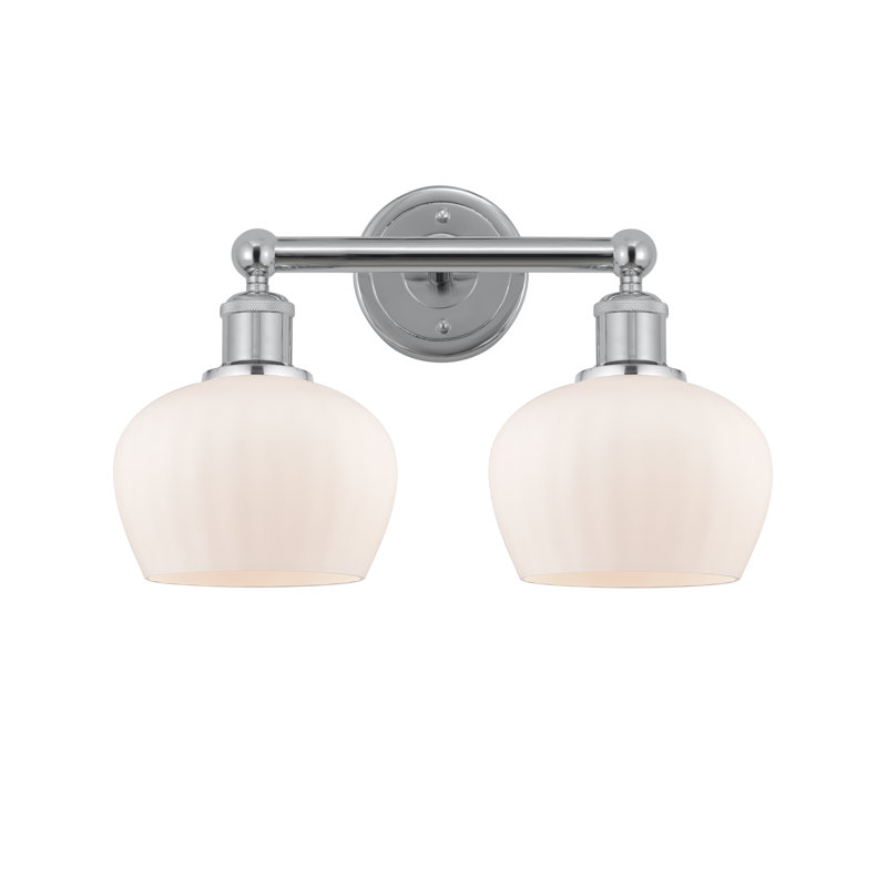 Éclairage pour meuble-lavabo 2 lumières 15,5 pouces Noille, Blanc mat, Chrome poli