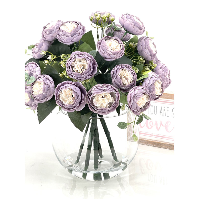 Centre de table artificiel avec pivoines roses, Mauve