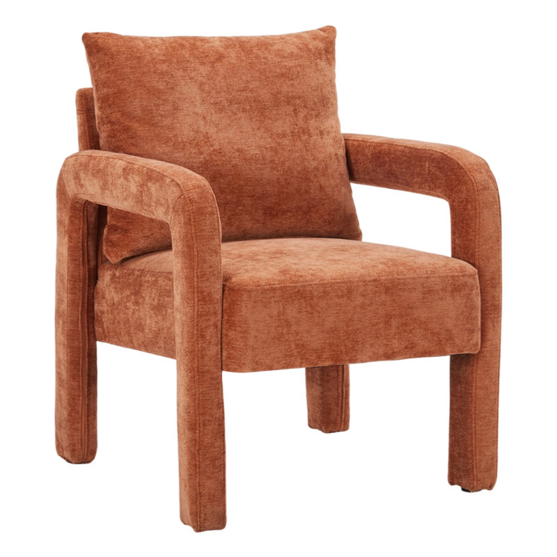 Upholstered Armchair, Orange Chenille