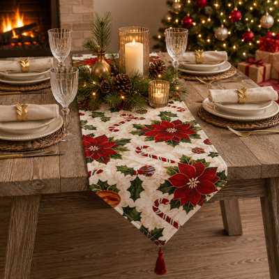 Chemin de table Holiday Poinsettia