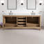 Meuble-lavabo double Aberdeen de 84 po en chêne avec comptoir en quartz de Carrare et lavabos encastrés en porcelaine-101787646-137316251