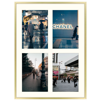 Aaman 12X16 Aluminum Picture Frame, Display Four 5x7 Photos with Mat, Photo Frames for Wall Mounting