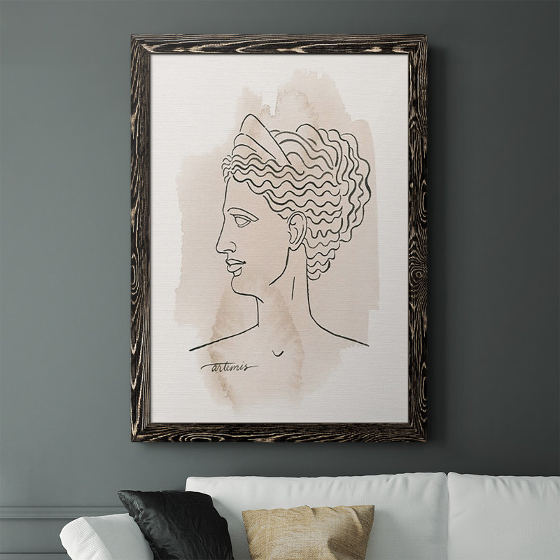 Jamarcus Greek Busts VI - impression d'un cadre photo sur bois, H 37,5 po x l 27,5 po x P 1 po, Noir
