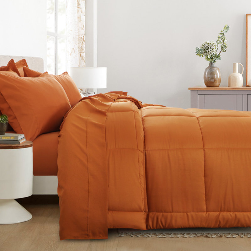 Ensemble d'édredon en microfibre 5/7-pièces , Édredon de grande taille et 6 pièces supplément, Orange