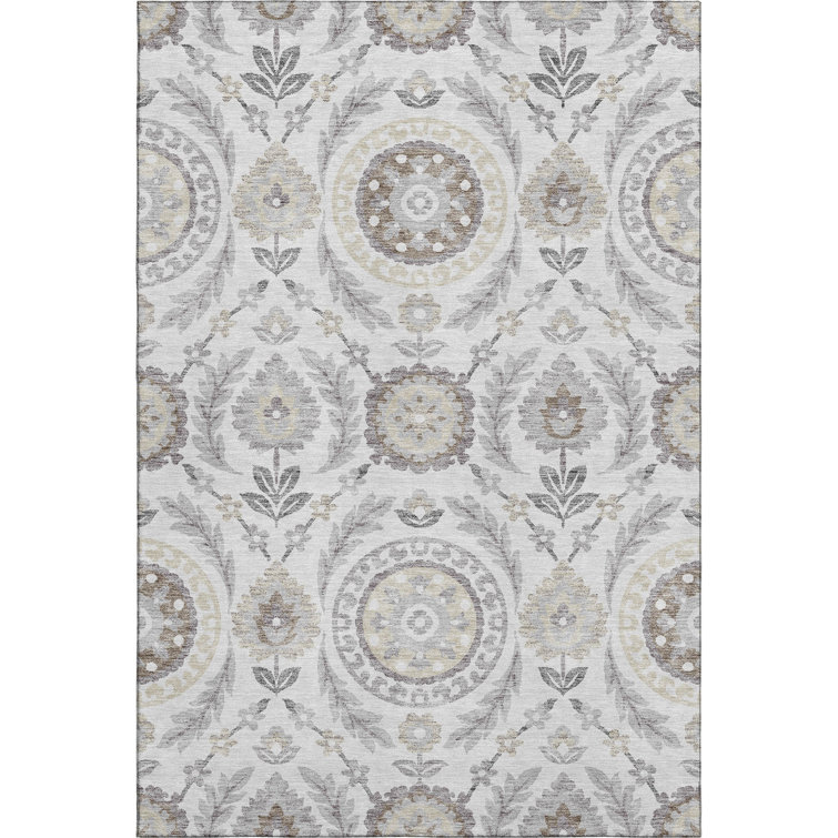 Premium Machine Washable Prisco Silver Rug