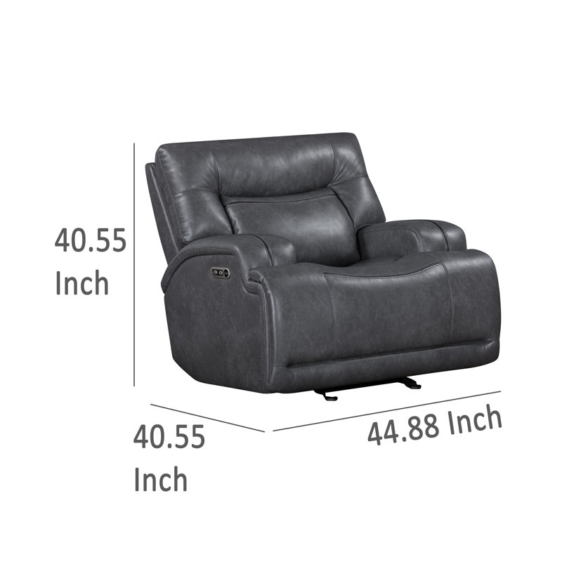 Fauteuil inclinable Tito, polyester gris, accoudoirs coussinés, Électrique - Bouton-poussoir