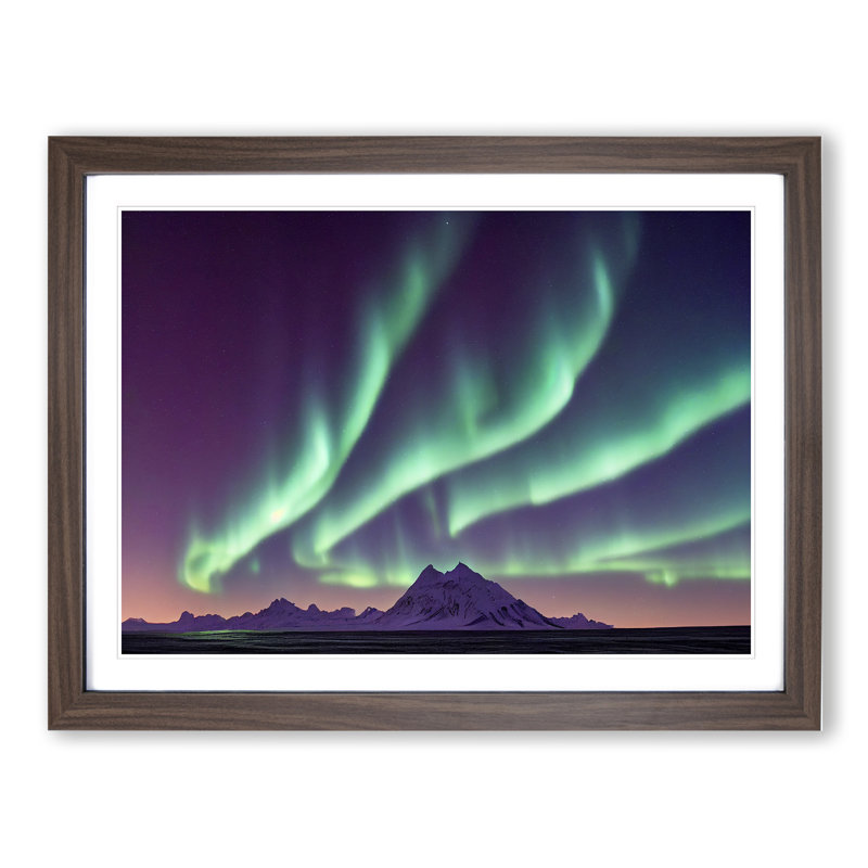 Fascinating Northern Lights - Single Picture Frame Print, 34cm H x 46cm W x 2cm D, Walnut Framed
