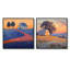Paysage de ferme coucher de soleil en tons de bleu et orange I - Art mural de ferme - ensemble de 2 décorations murales traditionnelles-1727724834-1727724844-1727724846