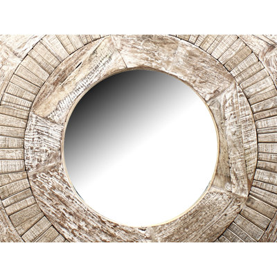 48" Vintage-Style Distressed Wood Wall Mirror | Hand-Carved Arch Accent Decor | Large Decorative Hallway Vanity Mirror