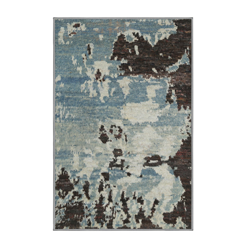 Tapis bleu/noir contemporain, Rectangle 2 pi x 3 pi